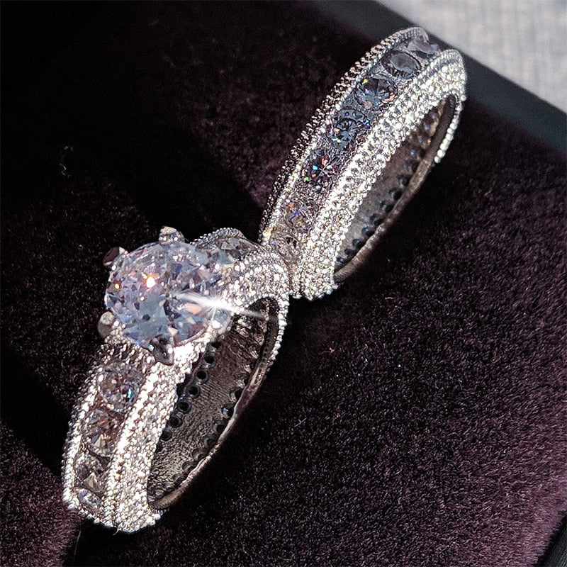 Silver Luxury Bold Big Wedding Rings Set For Engagement African Finger Gift Jewelry - Trendycomfy