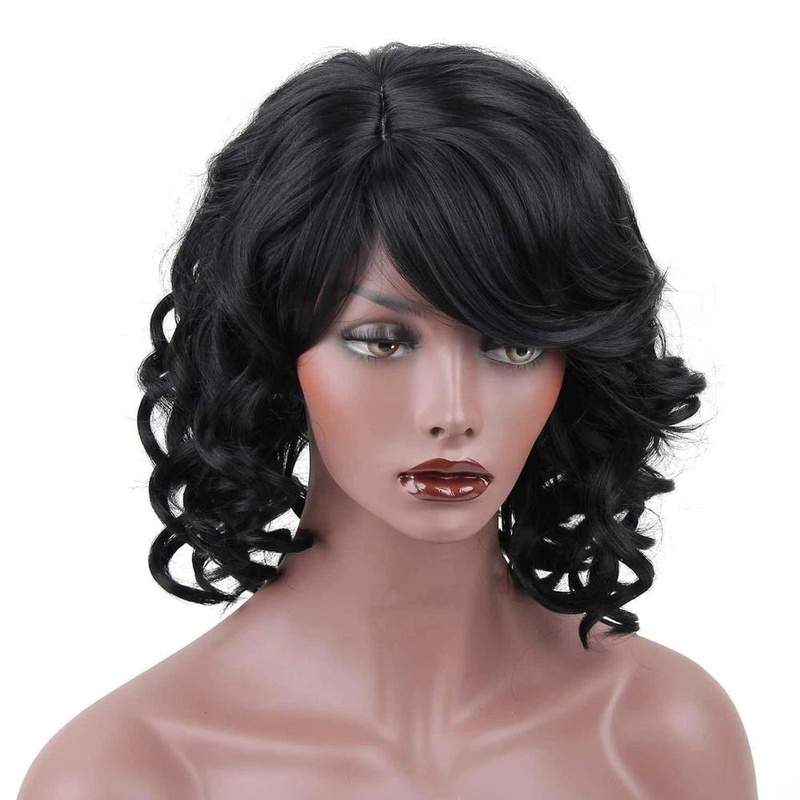 Short Red Black Synthetic Wigs with Bangs - Trendycomfy