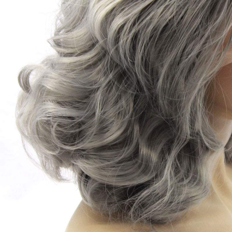 Silver Grey Synthetic Lace Short Wigs - Trendycomfy