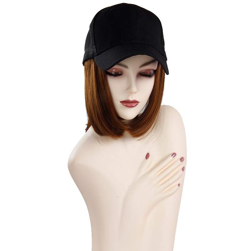 Short Wigs Heat Resistant Fiber Black Wig Hat - Trendycomfy