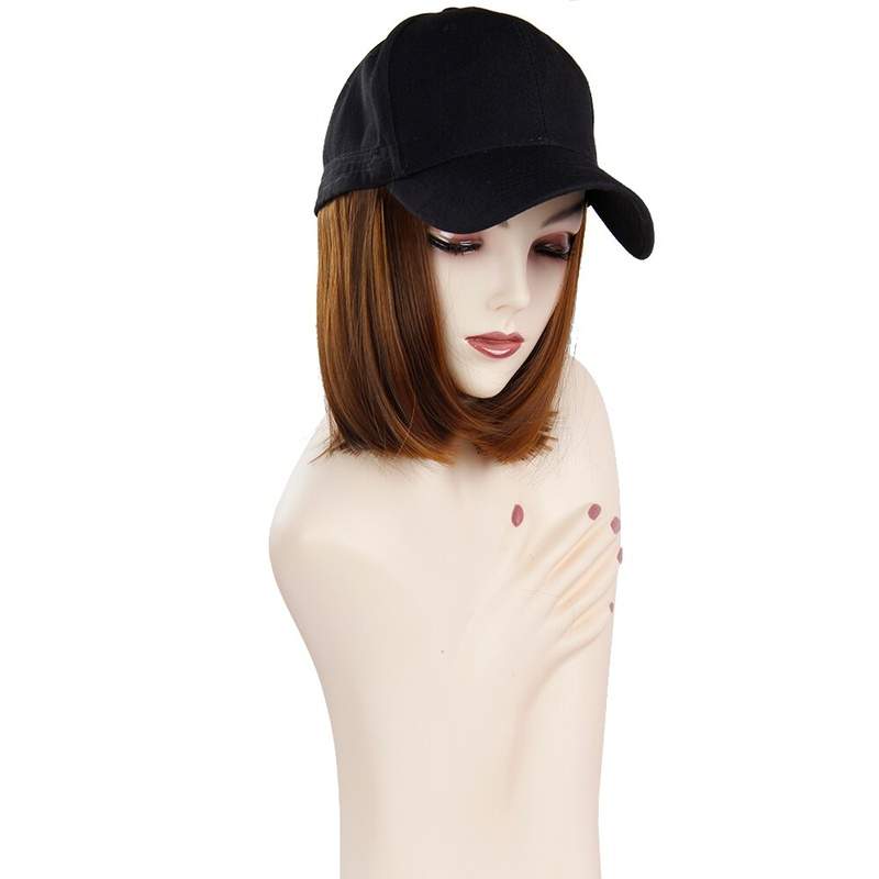 Short Wigs Heat Resistant Fiber Black Wig Hat - Trendycomfy